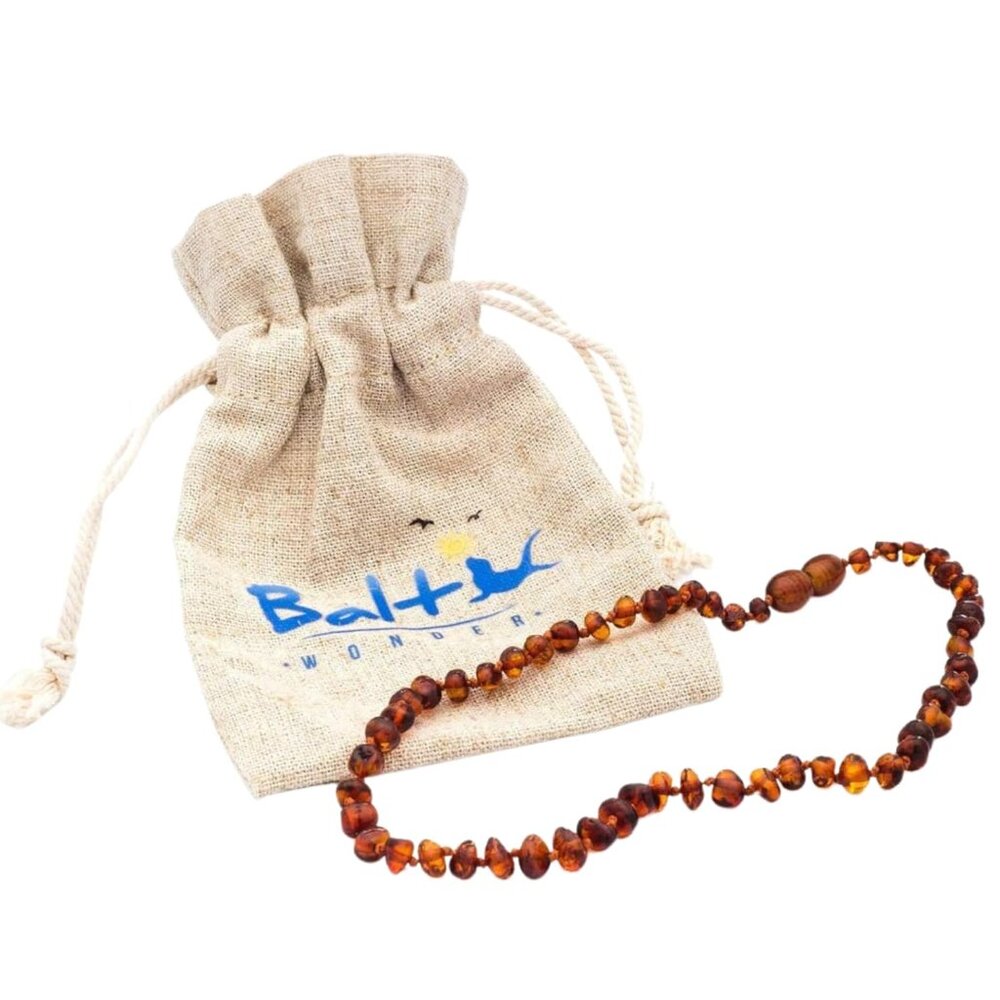 Baltic Amber Necklace - Authentic Cognac Baroque - Natural Comfort - 12.5 Inch -